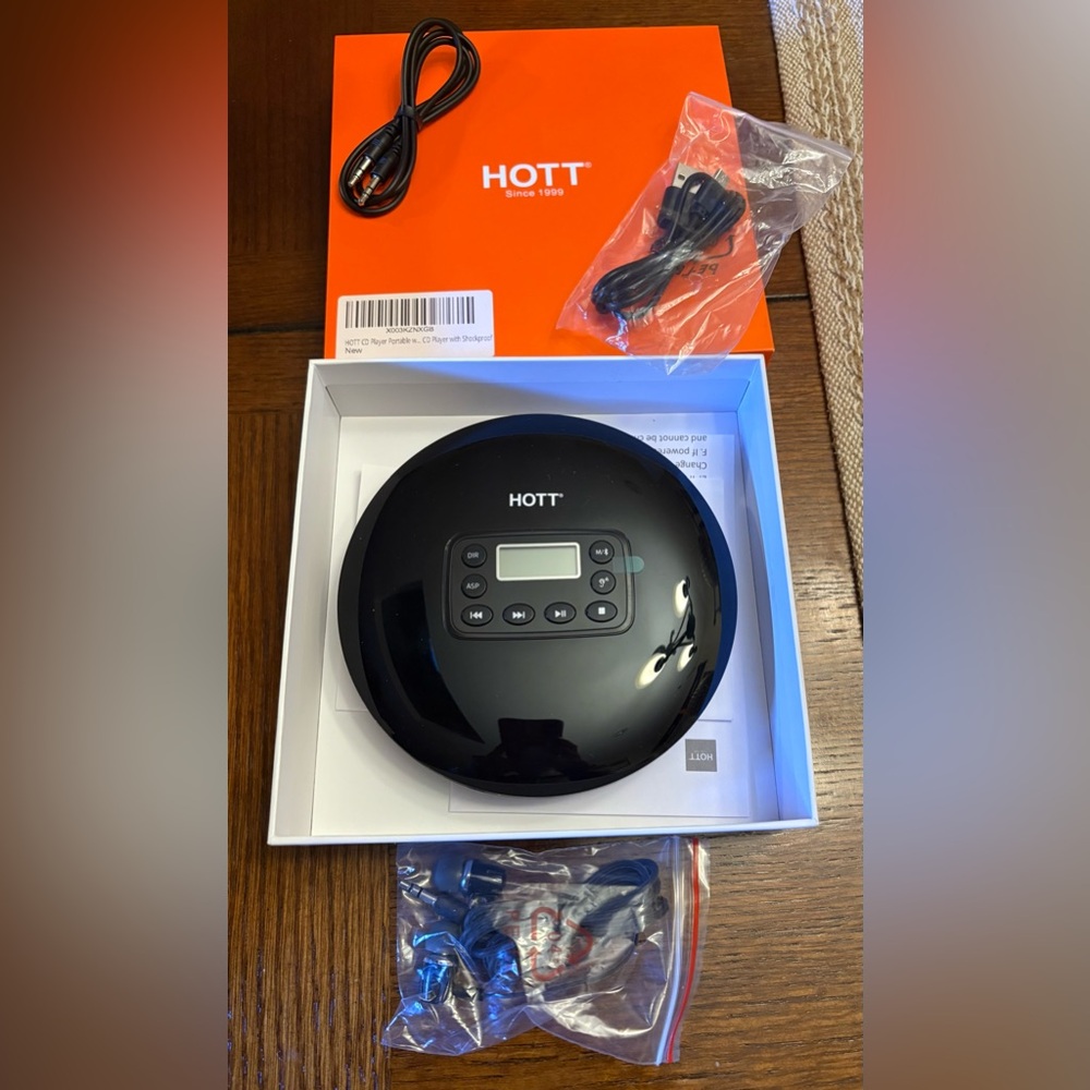 New in Box HOTT Black Bluetooth Portable CD Player